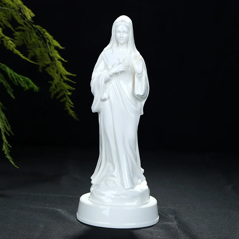 

Catholic virgin Mary Madonna Statue sacred ceramic gift ornament prayer for Christian Gospel of Christ White porcelain figure