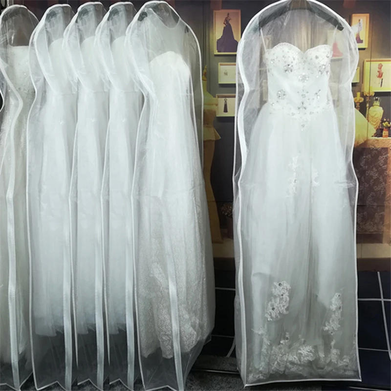 200cm Long Plus Size Organza Encrypted For Wedding Dress Dust Cover Transparent Protection With Zipper Print LOGO