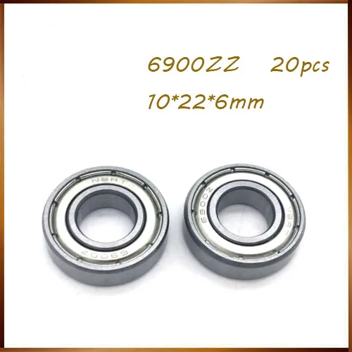 Free Shipping 20pcs 6900zz 10*22*6 Mm 6900 Zz Bearings Thin Wall Deep Groove Ball Bearings 6900 Zz Chrome Steel Bearing