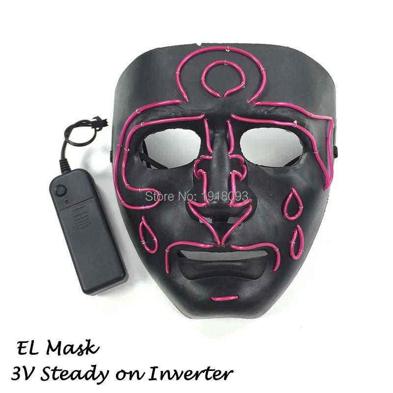 10Colors available EL Wire Blinking Mask Neon Flash Mask Holiday Light up Mask for Halloween Carnival Party Decoration