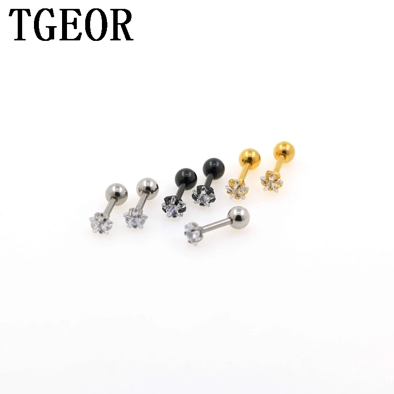 

free shipping wholesale Brand New 30pcs gem star cubic Zircon mixed 3 colors claw Zircon tragus piercing earring NICE