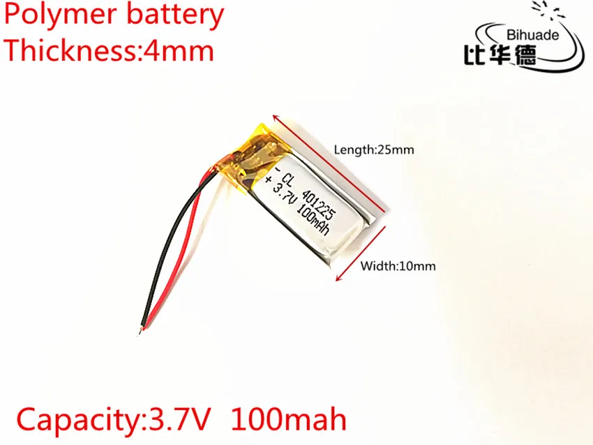 10pcs 3.7V,100mAH,401025 PLIB; polymer lithium ion / Li-ion battery for GPS,mp3,mp4,mp5,dvd,bluetooth,model toy mobile bluetooth