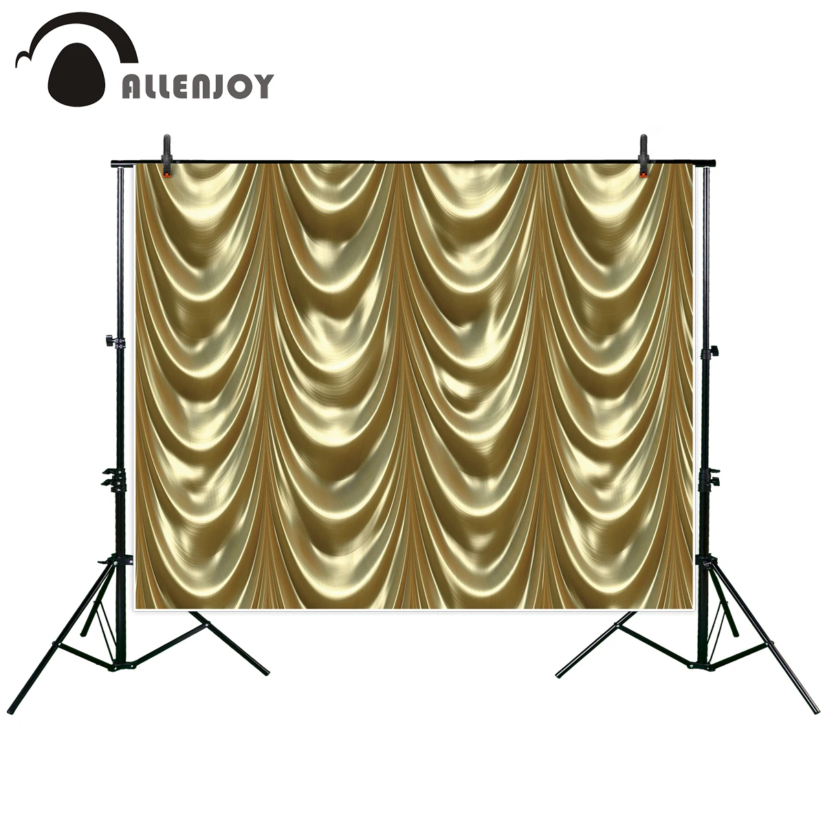 Allenjoy photography backdrop luxurious golden curtains draping down like in a theatre new background photocall photo printed