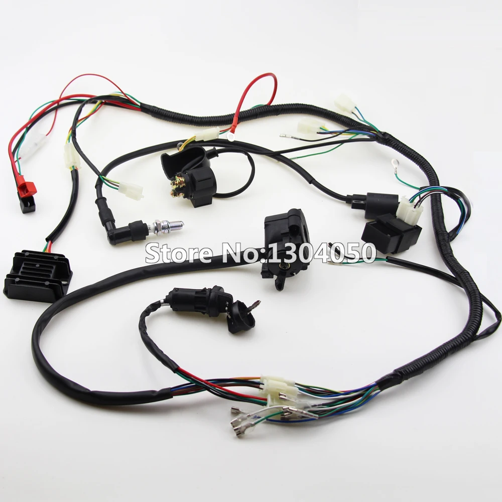 

200cc 250cc QUAD Full Electrics wiring harness cdi coil D8EA solenoid rectifier Zongshen Loncin