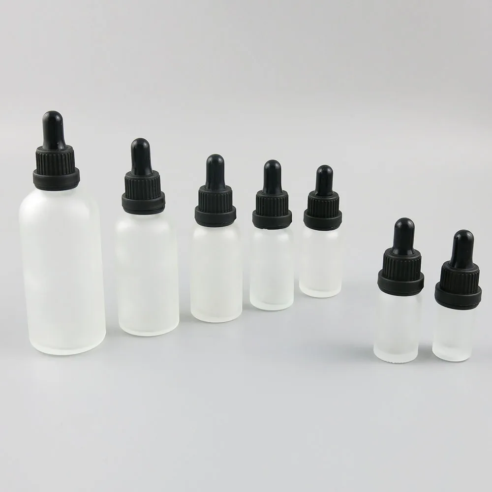 Flcopropriété compte-gouttes en verre dépoli, d'extraction d'huile essentielle, sérum cosmétique, quotidien, 5ml, 10ml, 15ml, 20ml, 30ml, 50ml, 100ml, 10 pièces par lot