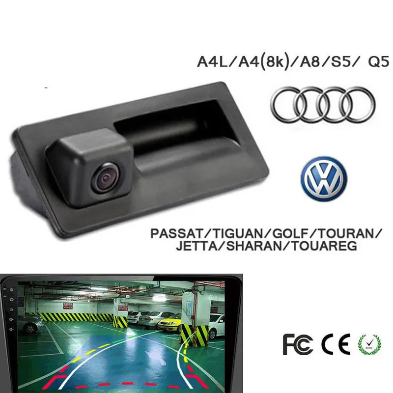 Car trunk handle intelligent trajectory tracks rear view Camera Parking for Audi /VW/ Passat/Tiguan/Golf / A4L/ S5/ Q3/ Q5/ A8