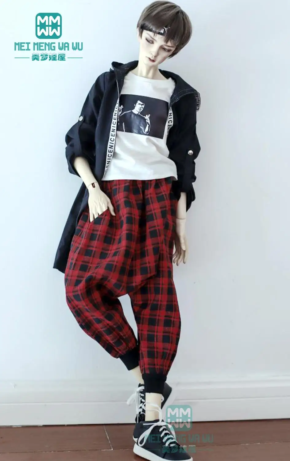 BJD accessories doll clothes for 70cm BJD doll fashion Plaid harem pants black White Red