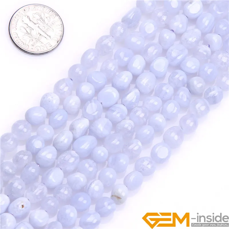 6x8mm Freeform Potato Shape Blue Chalcedony Beads Natural Chalcedony DIY Loose Beads For Bracelet Making Strand 15\