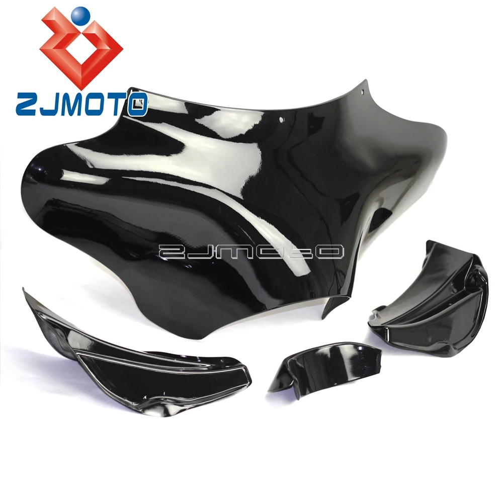 Black Front Outer Upper Fairing Batwing Fairing For Harley Road King Electra Wide Super Glide Honda VTX Shadow Yamaha V-Star