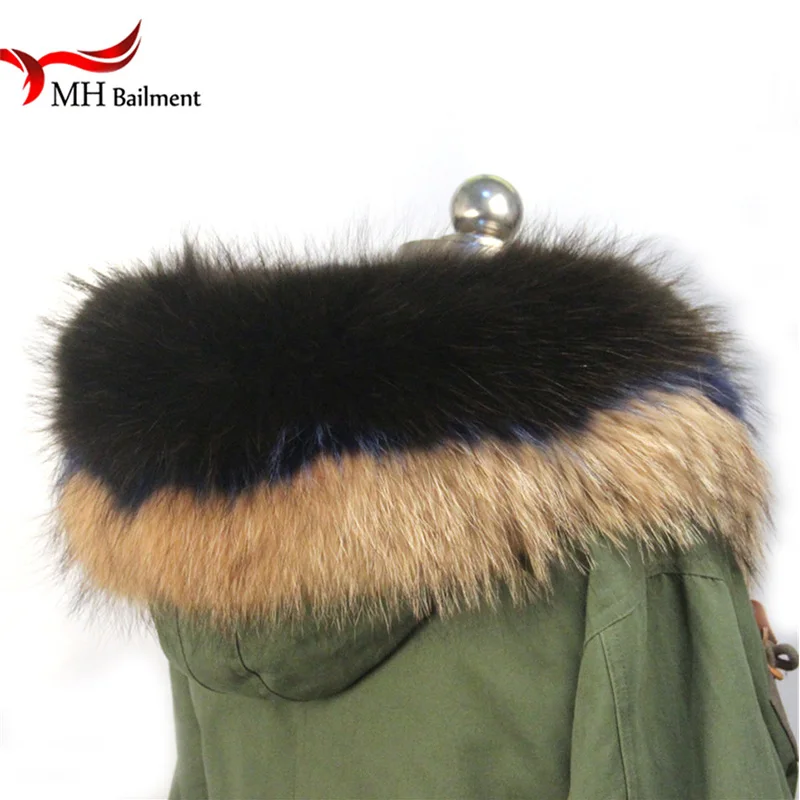 100% Real Raccoon Fur Scarf Coat Collar Ladies Winter Luxury Authentic Raccoon Warm Neck Shawl Coat Collar Furry Shawl Women