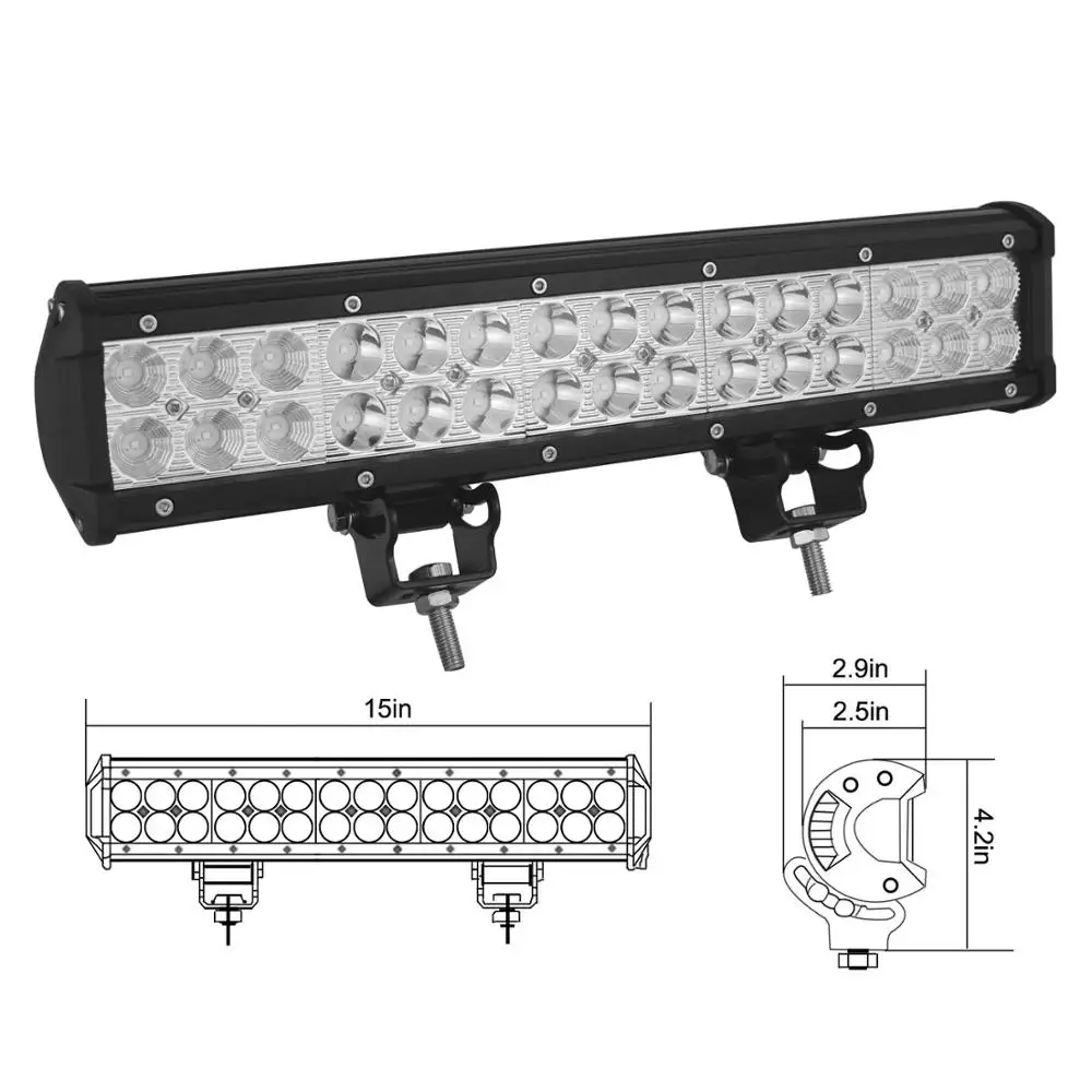 2PCS 15inch 90W COMBO Offroad Led work Light bar 12 volt led driving light for Off Road car light bar pickup 4wd 4x4 car