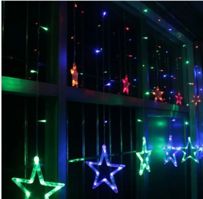 3M138LED Star Curtain Lights Ice Lantern Star led Christmas Day wedding window decoratio