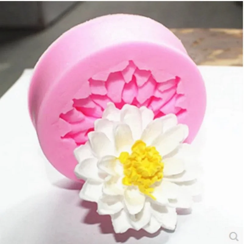 3D Beautiful Lotus Chrysanthemum Flower Silicone Soap Moulds For Fondant Cake Decorating Tools DIY Baking Chocolate Soap Mold