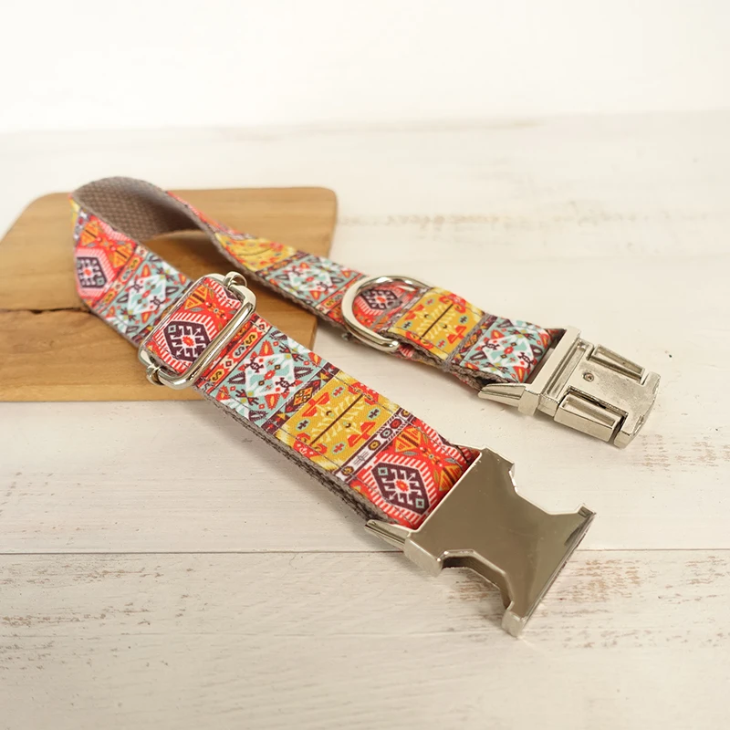 MUTTCO retailing self-design pleasing dog collar THE GRAY BOHEMIAN unique folk style dog collars and leashes 5 sizes UDC051