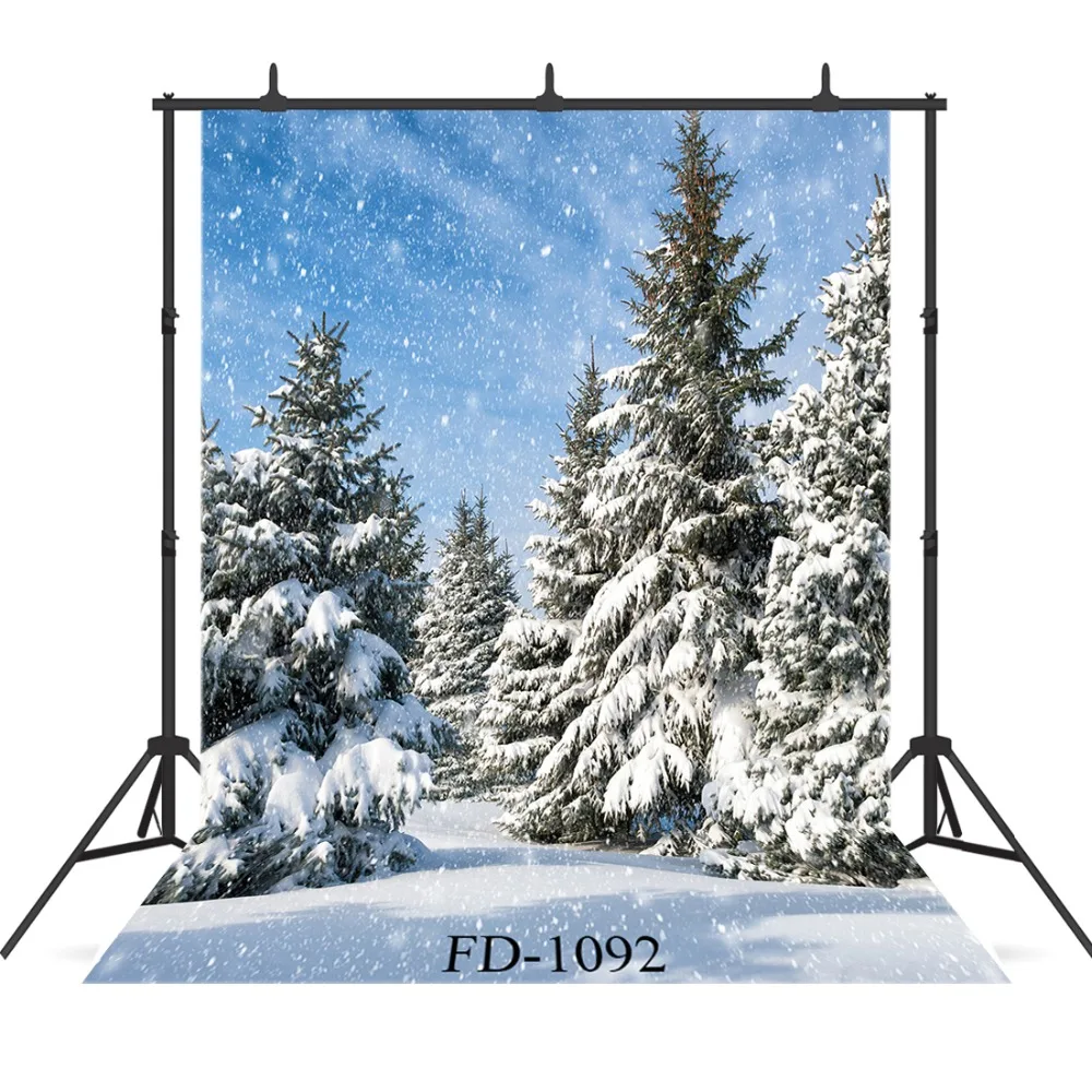 Snowy Woods Christmas Background For Photography Children Baby Shower Newborn Portrait Vinyl Cloth Photo Backdrops Photophone