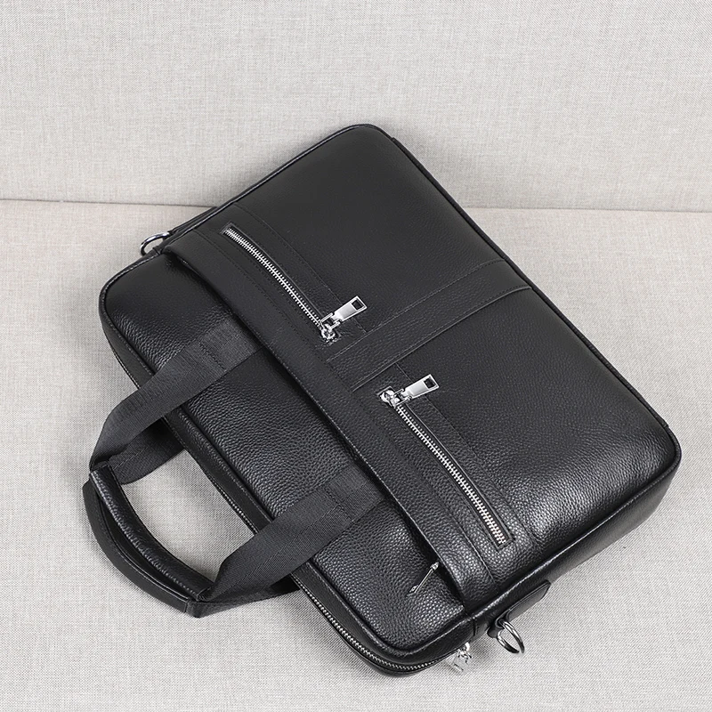 Man Briefcases 100% Genuine Leather Men Bag Handbag Casual Male Laptop Bag Shoulder Crossbody Bag Bussiness Briefcase Leather