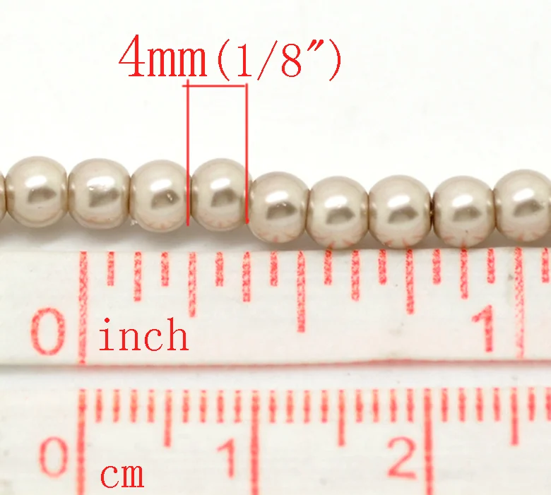 DoreenBeads 5 Strands Light Coffee Glass imitation pearls Round Beads 4mm( 1/8