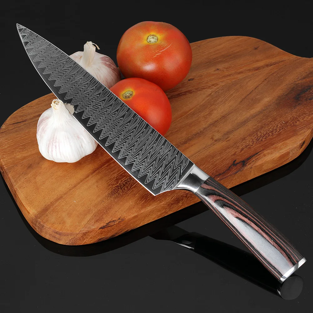 XITUO 8 inch Chef Knife Professional Kitchen Knife Japanese Damascus Pattern  Stainless Steel Meat Santoku Knife