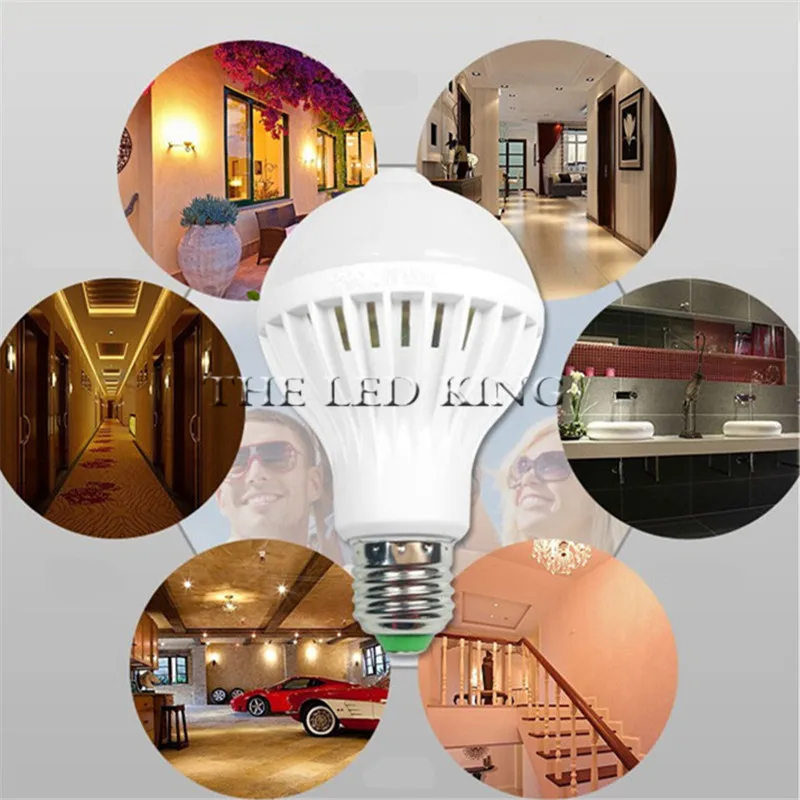 LED PIR Motion Sensor Lamp 5w 220v Led Bulb 7w 9w 12w 15W Sound+Light automatic Smart Sensor Control Led Light