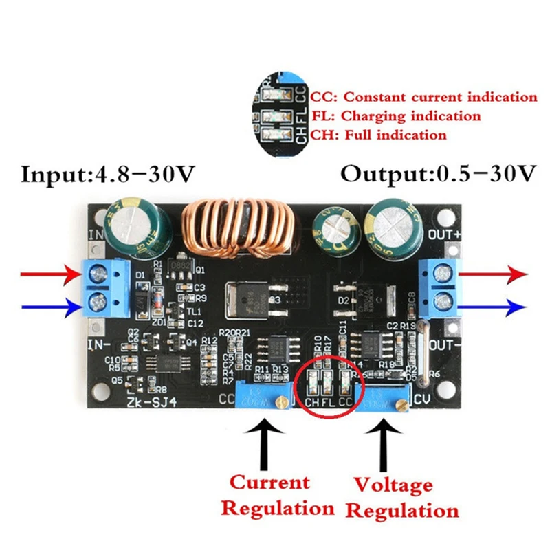 Adjustable Step Up Step Down Module CC CV Power Supply Module DC DC Solar Charger Charging Controller 4.8 to 30V