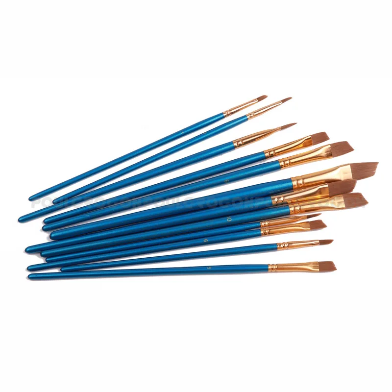 12 piece Blue poles peak nylon hair oil painting watercolor pen acrylic painting brush set Art supplies