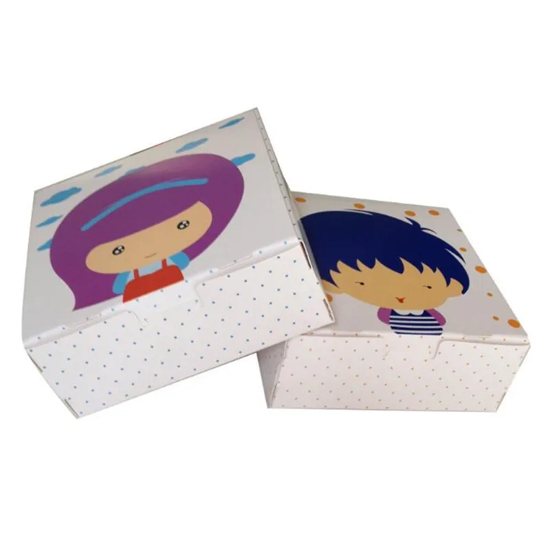 10 pcs 12*12*4.5cm  Small Cute Girl Boy Cookie Paper Packaging Boxes Packing for Candy Biscuit Chocolate Paper Carton