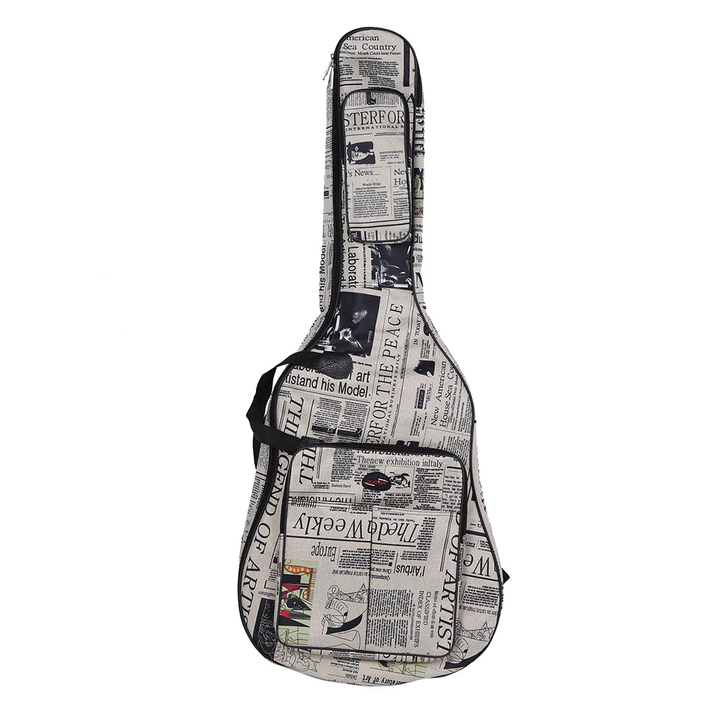 600D Water-resistant Oxford Cloth Newspaper Style Double Stitched Padded Straps Gig Bag Guitar Carrying Case for Guitar Strings