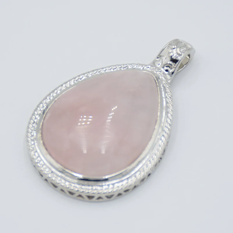 New Silver Plated Big Size Water Drop Necklace Pendants Natural Amethysts Crystal Tiger eye Stone Teardrop Bead Pendant Jewelry
