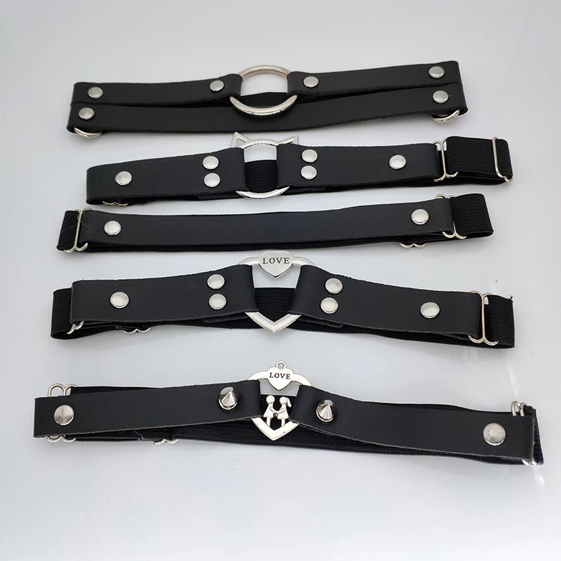 

Kitten head leather Sexy Punk love leg garter sock Harness Adjustable Bondage cosplay goth Foot ring Anklet anklets for women