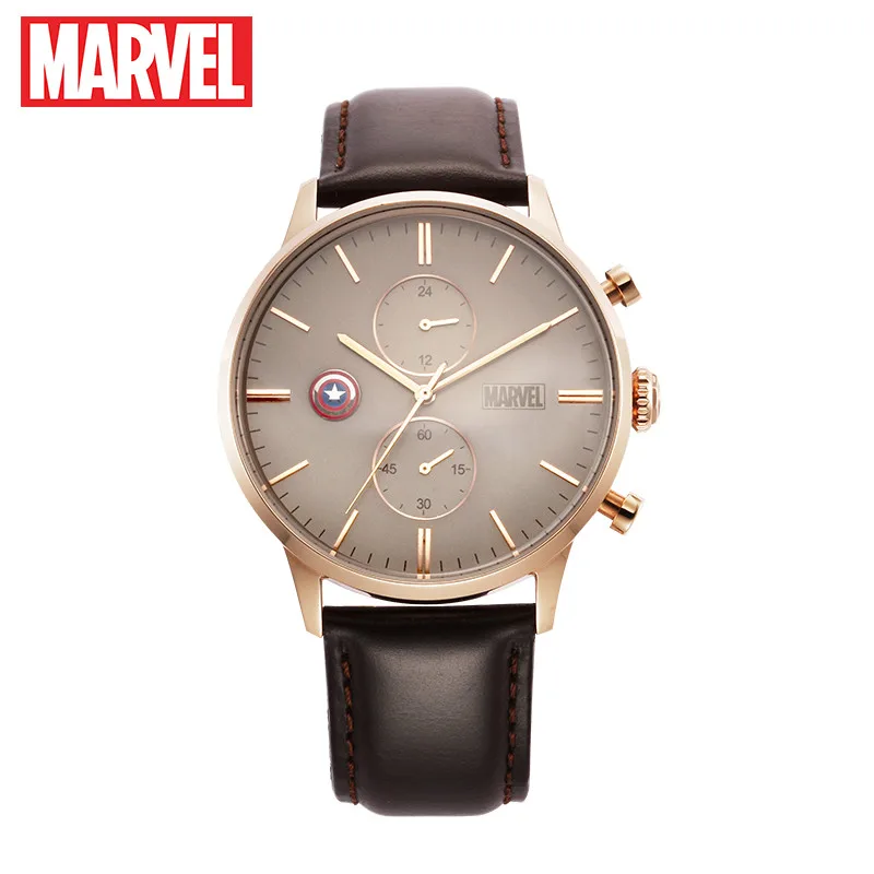 official Marvel Avengers captain america  shell men quartz Watches Leather steel calendar Luxury M-9033 Relogio Masculino