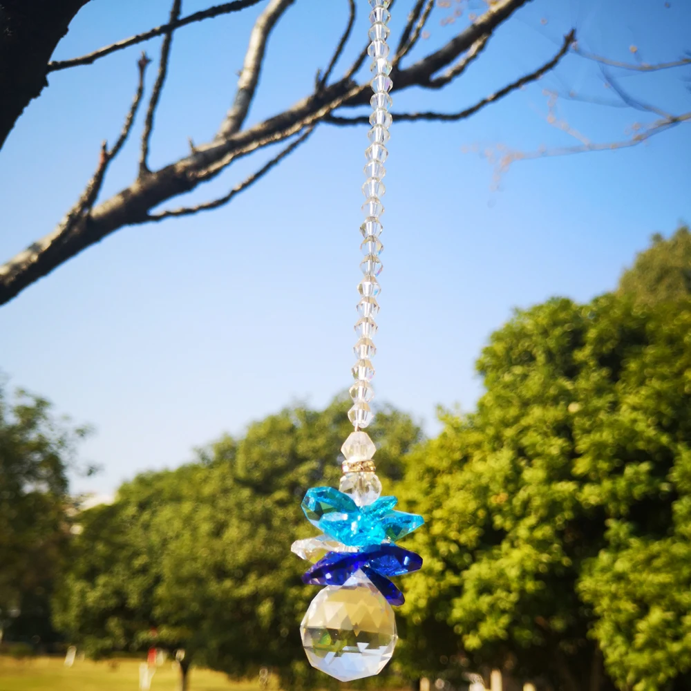 1PCS K9 Crystal  Guardian Angel Chakra Suncatcher pendant Hanging Home Garden Decoration Car Rear View Mirror Pendant