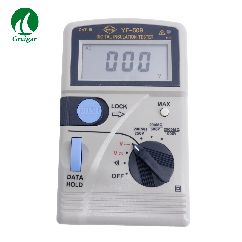 YF-509 Portable Insulation Resistance Tester with 3 1/2 LCD Display 0V to 1000V