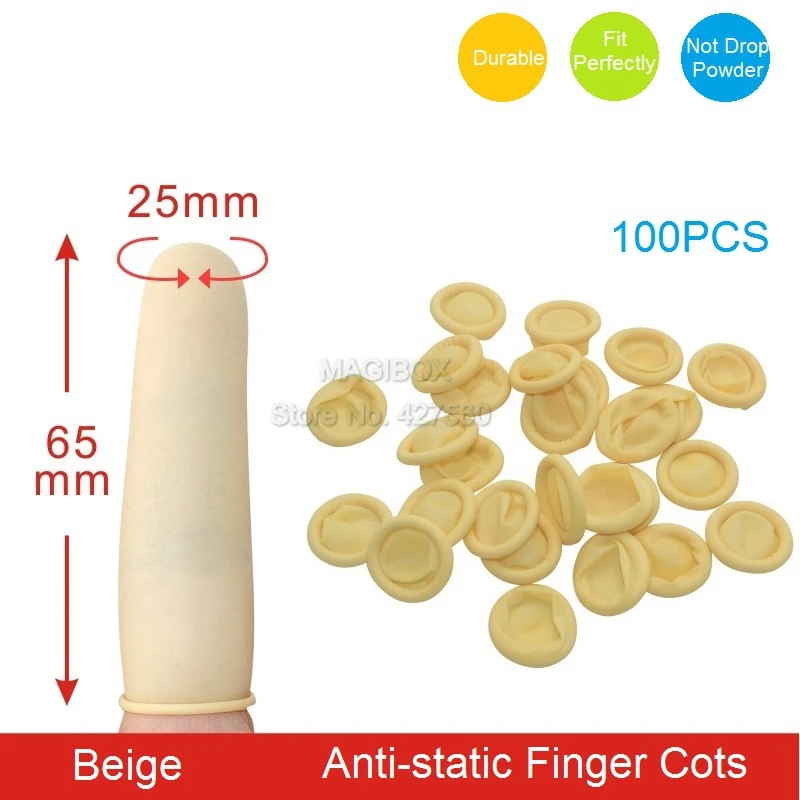 

100PCS/Lot Anti-static Latex Finger Cots Disposable Gloves Durable Fit perfectly Not drop powder