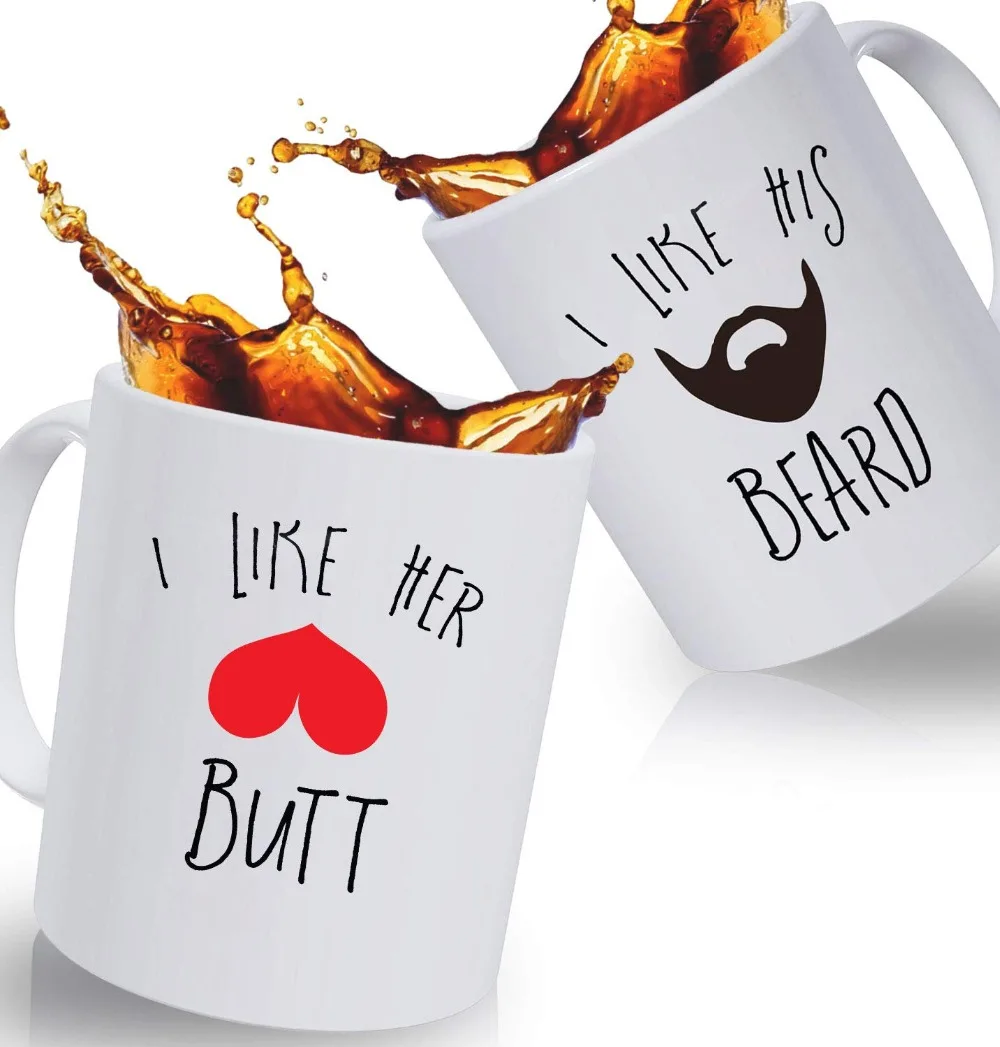 

Mr and Mrs Gifts Coffee Mugs - I Like His Beard, I Like Her Btt | His and Her Couple Gifts | Funny Him Her Mug Sets are Great Ho