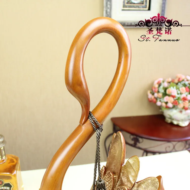 Home decor gifts wholesale imitation wood brushed noble swan ornaments home decoration SF3070