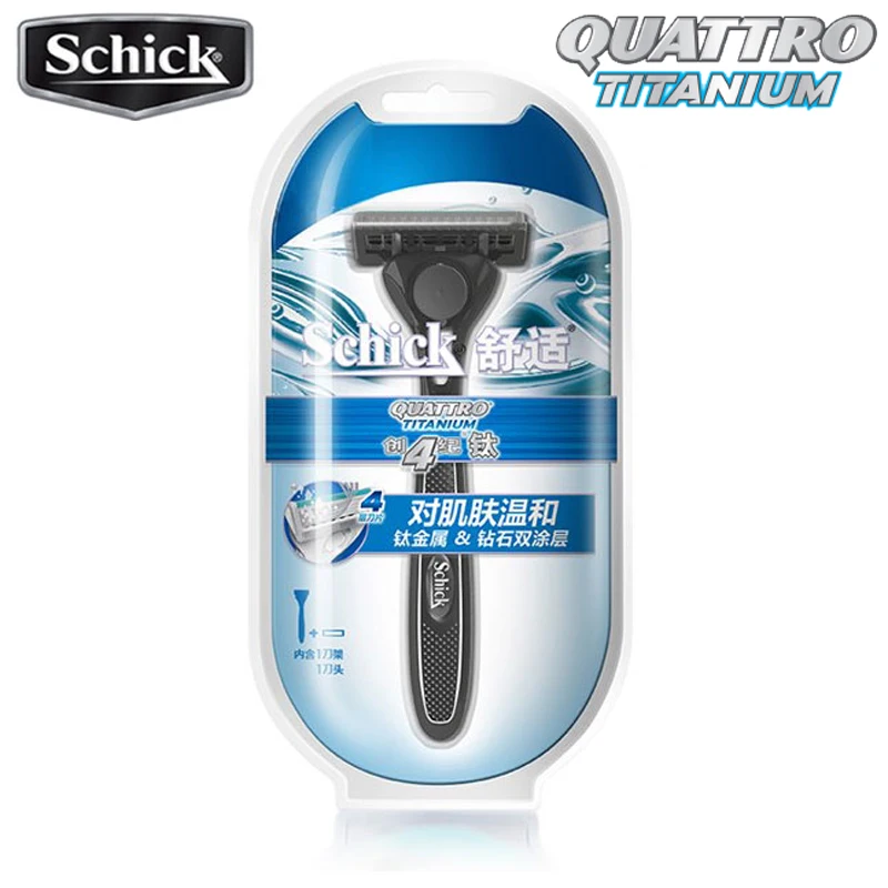 Original Schick Quattro 4 Titanium Comfortable Men Shaving Body Hair Shaver Manual Face Razor Free Shipping In Stock