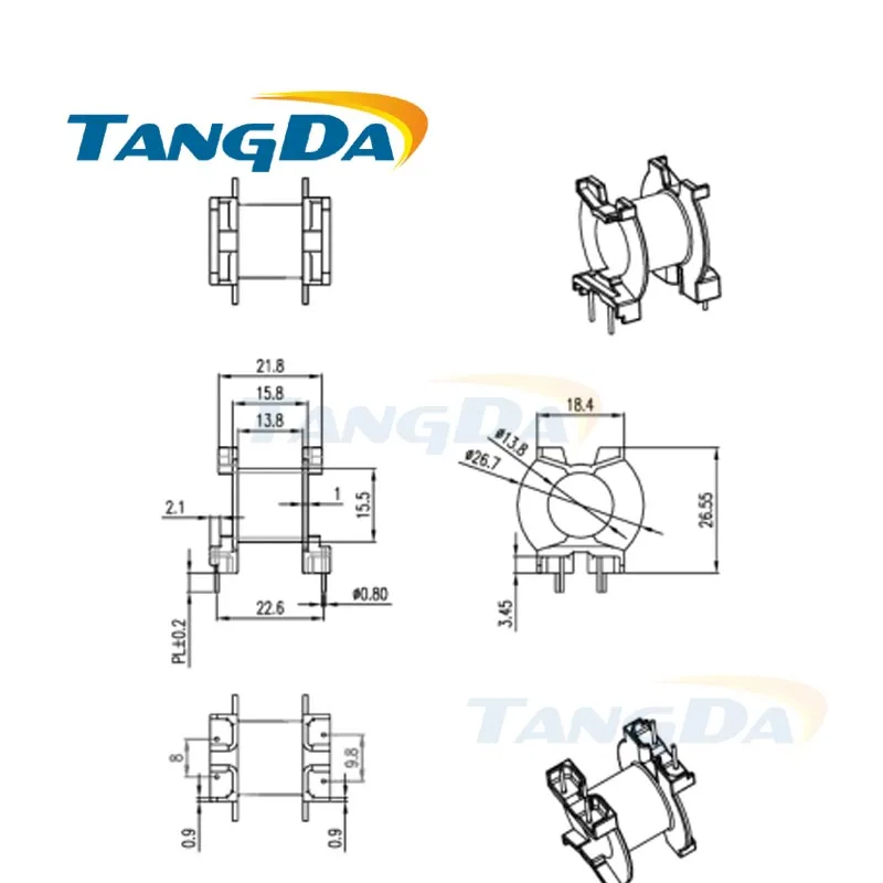 

Tangda PQ PQ3240 Type 2+2 pin 4P Bobbin magnetic core + skeleton ferrites Power Transformer housing PC40