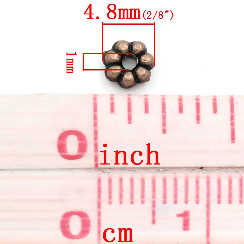 Vintage Spacer Beads Flower Antique Copper color Loose Spacer DIY Making Earrings Necklace Jewelry About 4.8mm x 4.8mm,65-500PCs