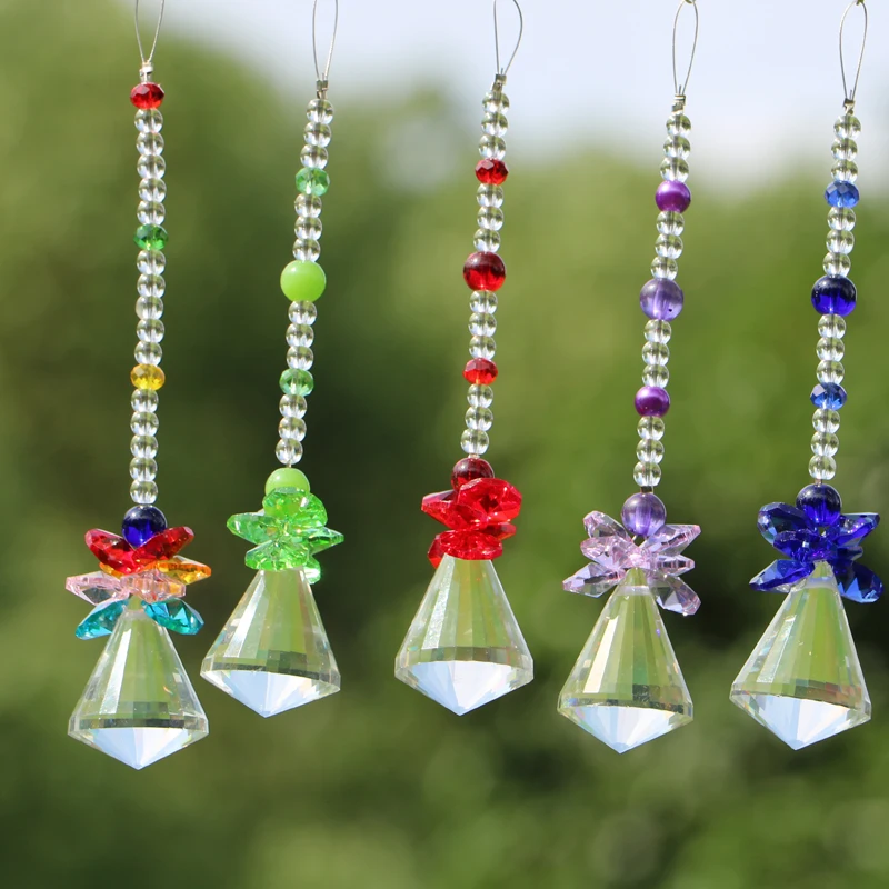 1PCS Chakra Crystal Suncatcher Hanging Drop Prisms Pendant Rainbow Maker Collection Wedding Home Chrismas Decoration