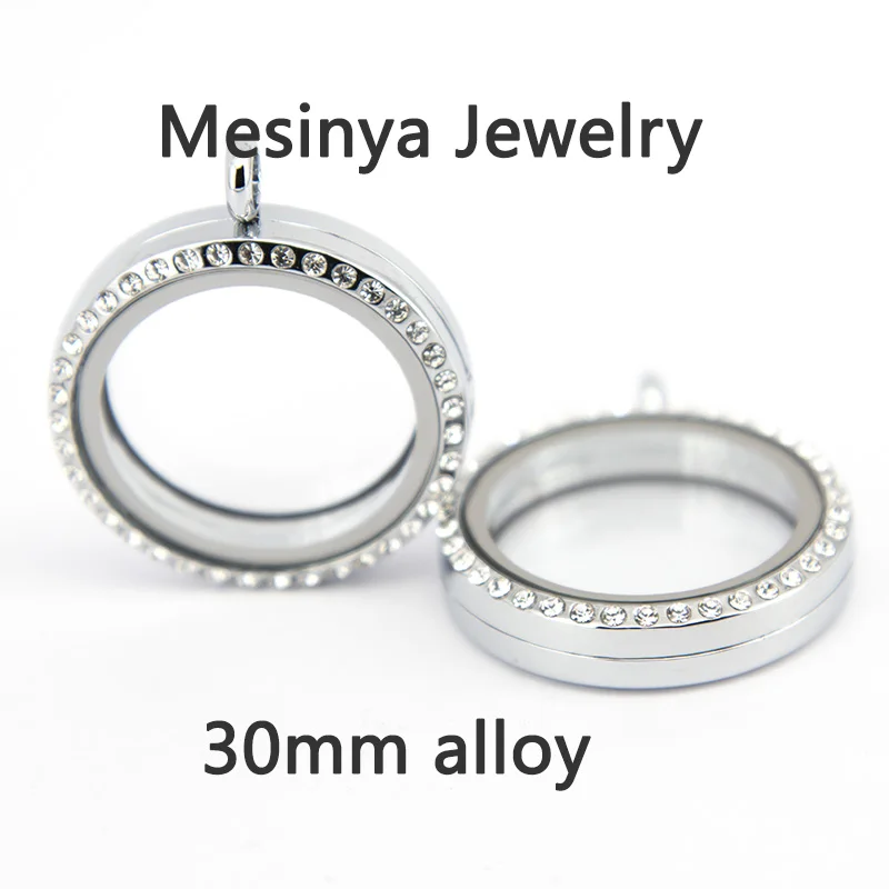 

free shipping 10pcs 30mm magnetic authentic czech crystal round glass locket for floating charms love note keepsake xmas gift