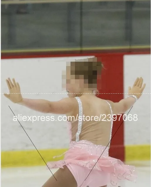 

Girls Figure Skating Clothes Pink Kids Figure Skating Dress Girls Competition Figure Skating Clothes 2017 Free Shipping G49