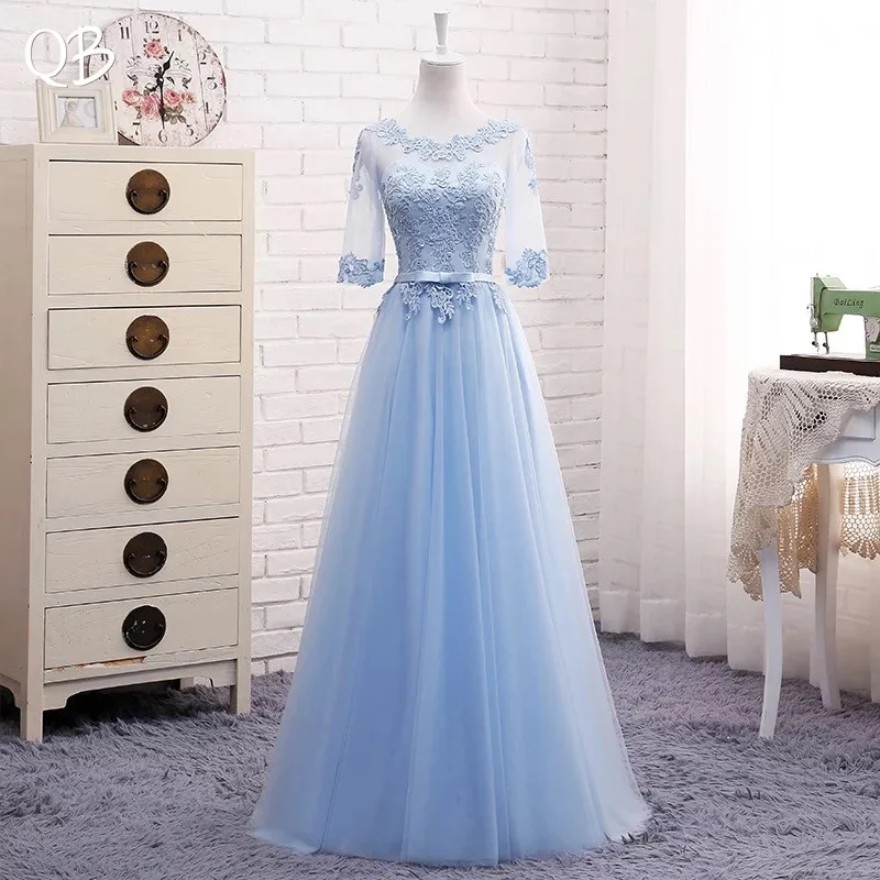 Many Colors A-line Half Sleeve Tulle Lace Bridesmaid Dresses Elegant  2020 New Women Long Formal Party Gowns LA05I