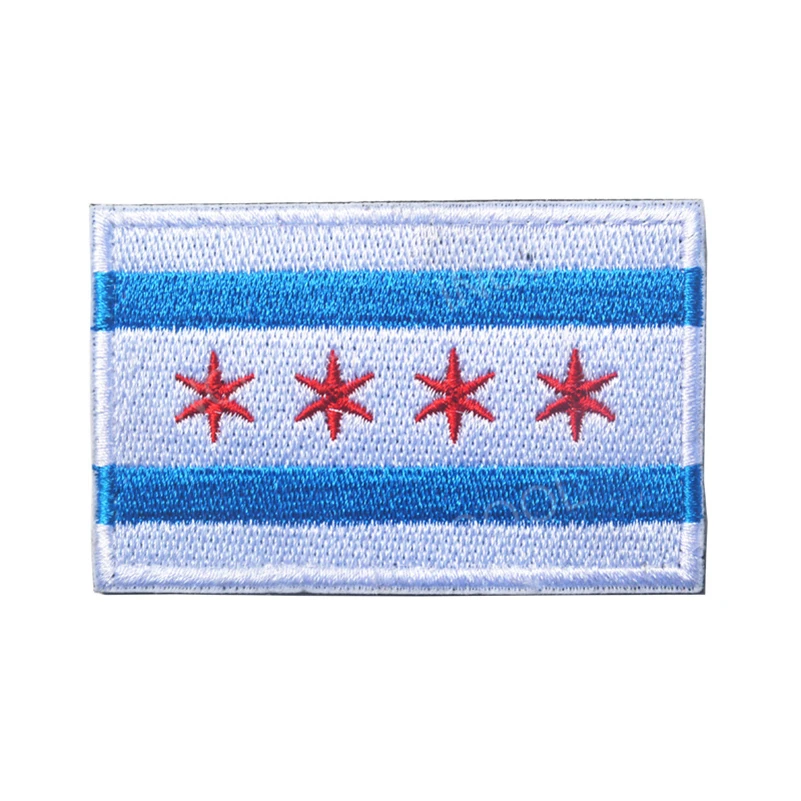Parche bordado bandera USA y escudo Chicago – táctico para ropa - imagen 2