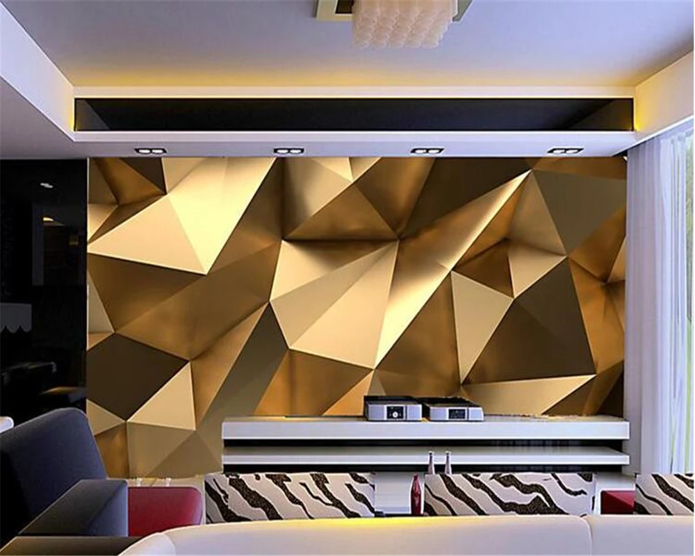 beibehang Custom fashion personality wallpaper gold minimalist geometric living room bedroom papel de parede papier peint tapety