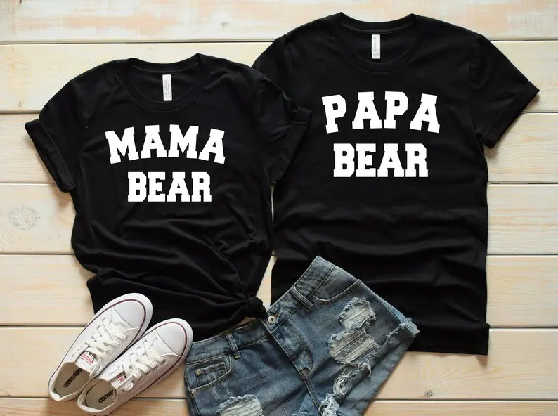 

Skuggnas New Arrival Mama Bear and Papa Bear Matching T-shirt Couples Matching T-shirts Mom and Dad Matching Clothing dropship