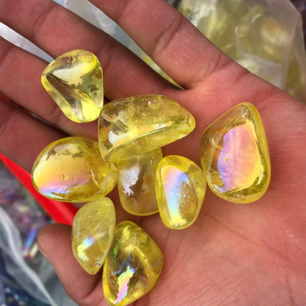 Colored galvanized yellow heals reiki polished crystal attacks