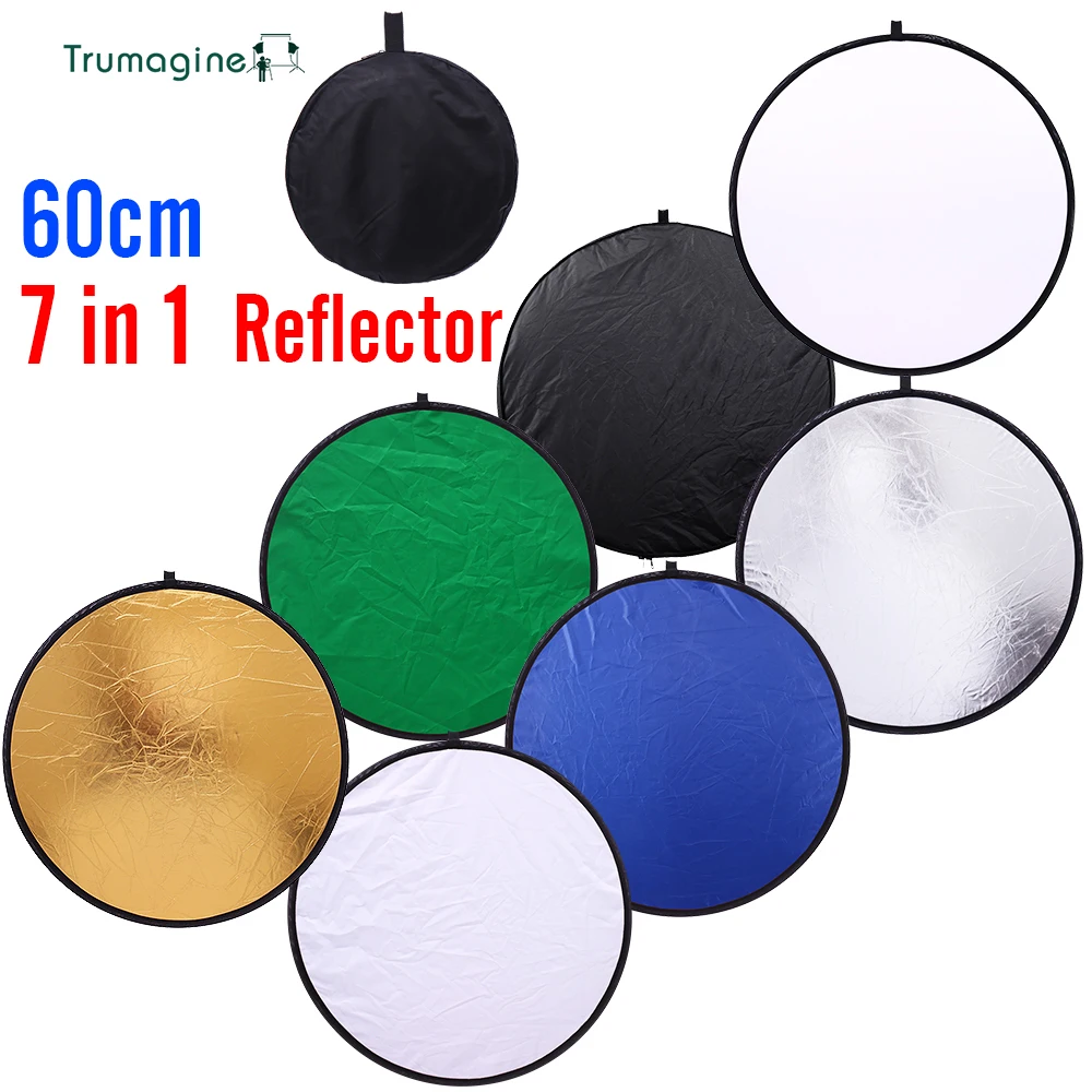 24inch 60cm 7 in 1 Portable Collapsible Light Round Diffuser Photography Light Reflector Studio Flash Photo Best Reflectors for