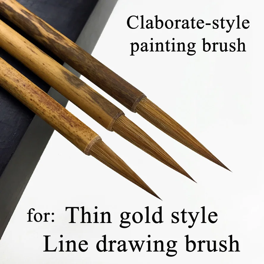 3 pcs/set weasel hair Chinese painting brush for thin gold style Calligraphy claborate-style painting