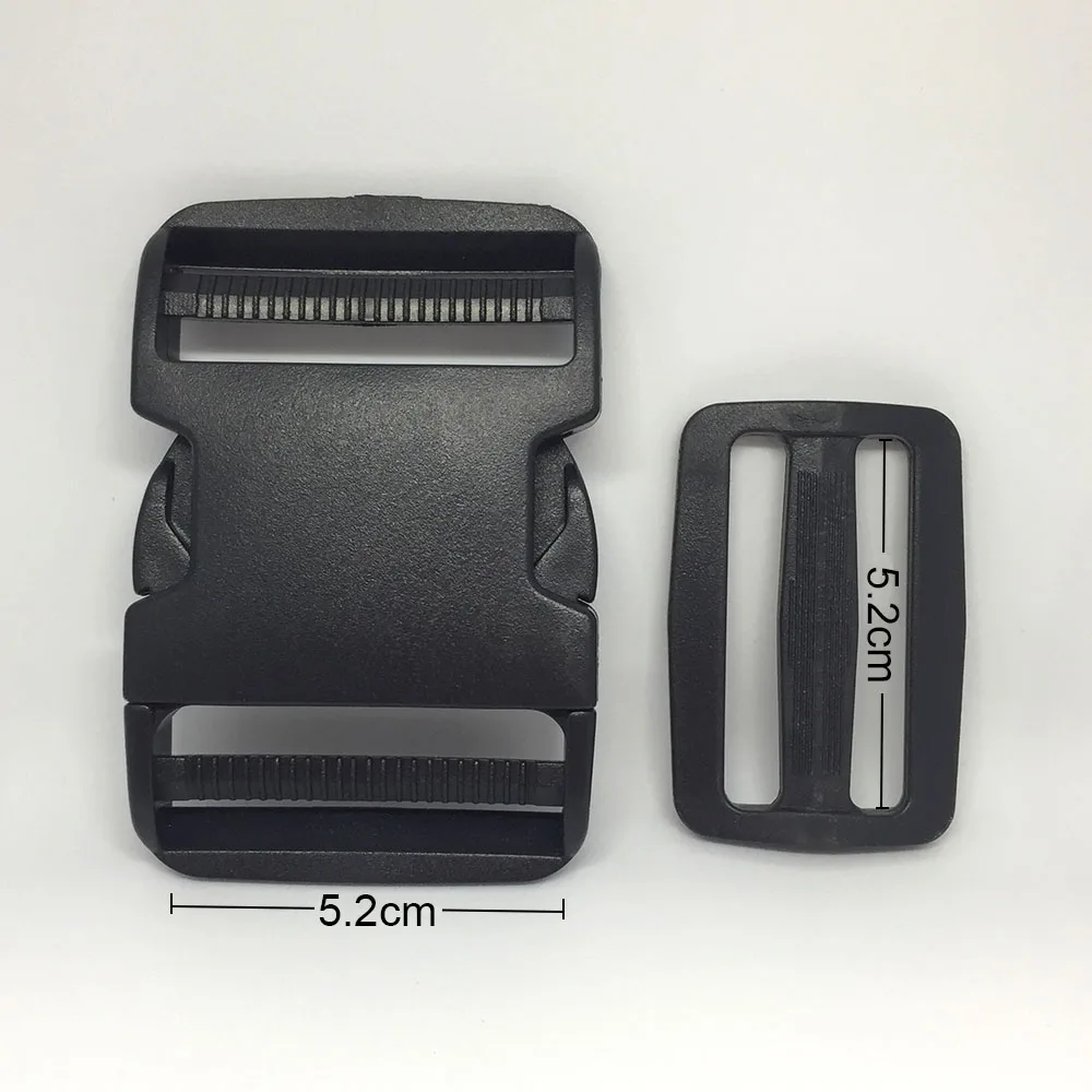 4sets 2inch 5cm Plastic Clasp Side Release Buckles - Includes 4 Triglide Adjustment Clips - Best for Replacement bag clip buckle