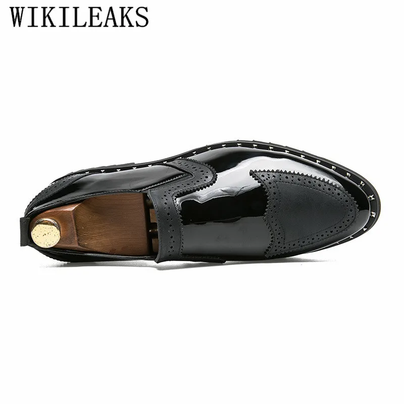 2026 Designer Men Formal Shoes Men\'s Business Dress Brogue Shoes For Wedding Party Patent Leather Oxford Shoes For Men Loafers